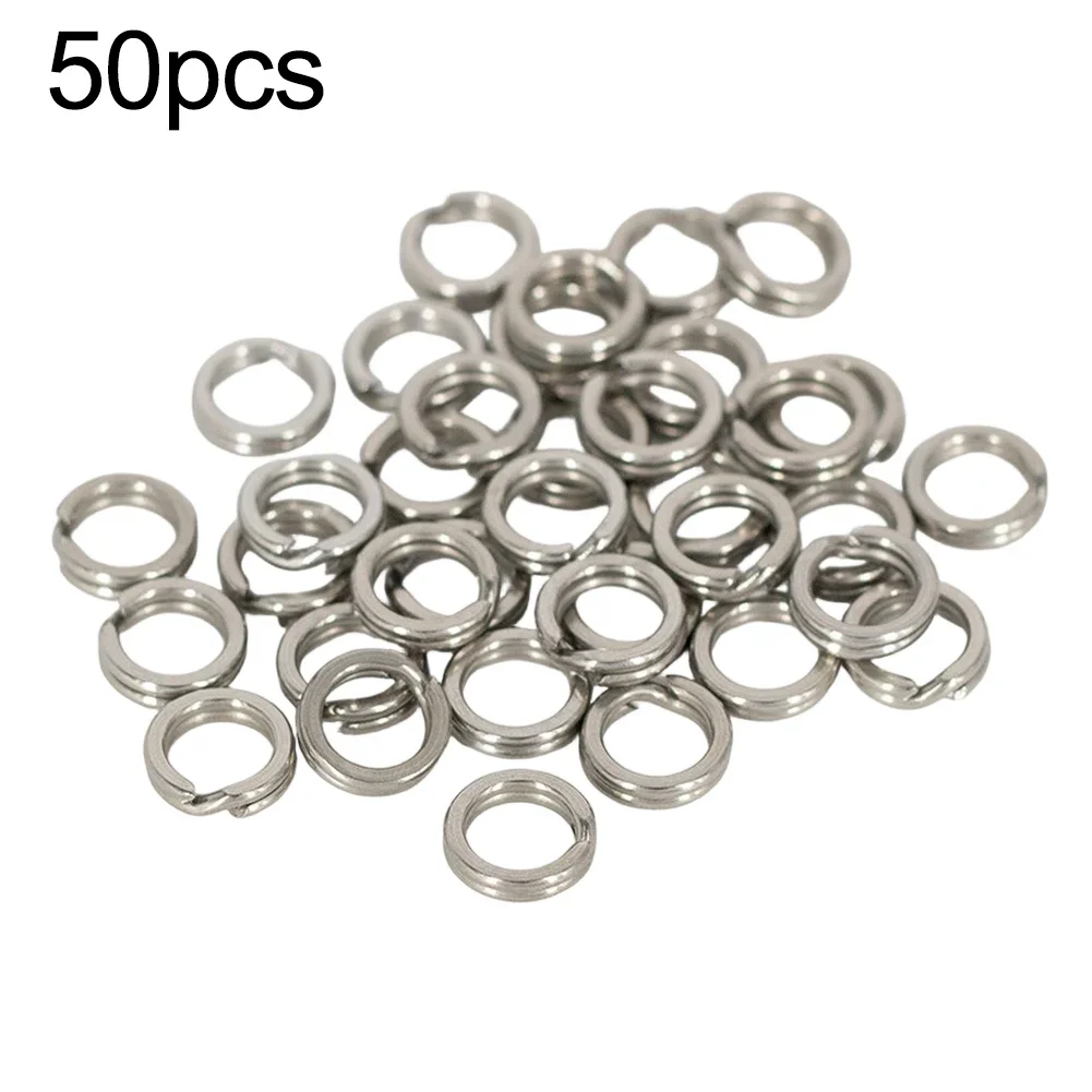 Stainless Steel Double Loop Fishing Lure Split Rings 50pcs Strong Connector Open Rings For Multiple Hook And Bait Setups