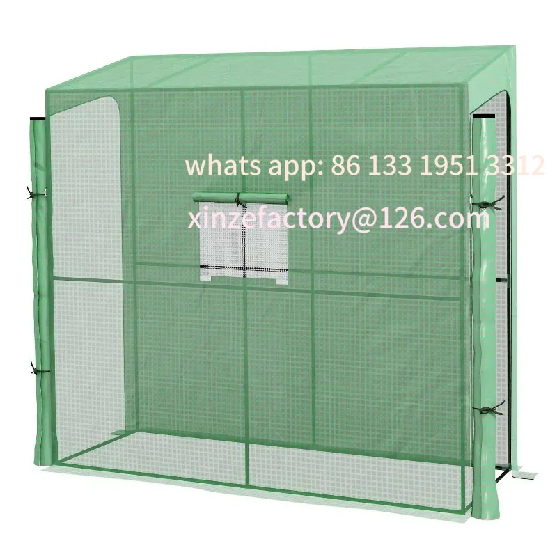 

Customizable Film Greenhouse 2 Doors Windproof Tomato House with Side Window Anti-UV Garden PE Green