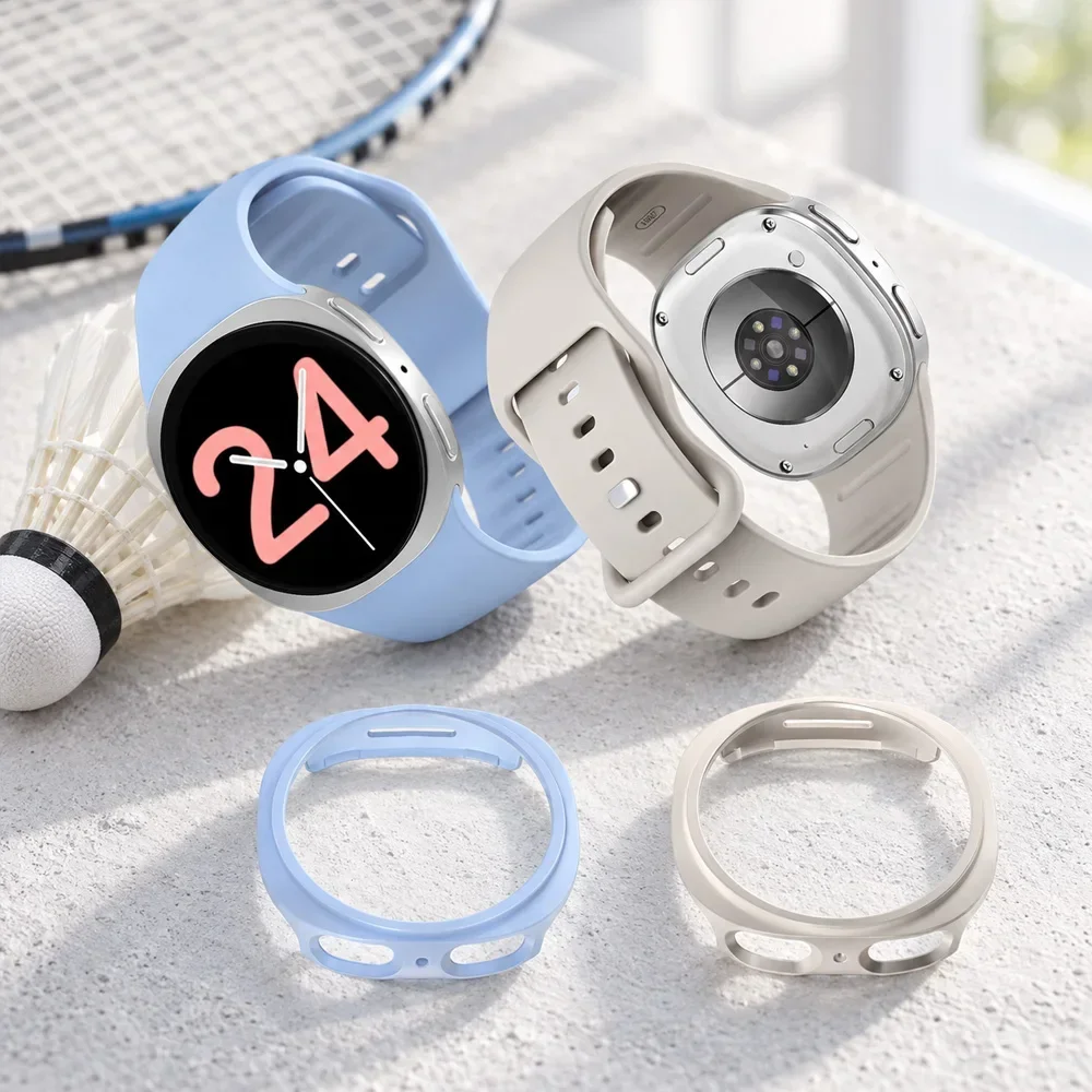 Protective Bumper Case & Silicone Sport Strap for Samsung Galaxy Watch 9 8 40/44mm, With or Without Glass Cover Watch Band