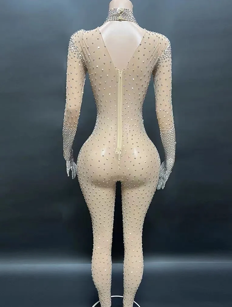 Luxury diamond sexy long sleeve one-piece sexy club Skin-tight garment bar