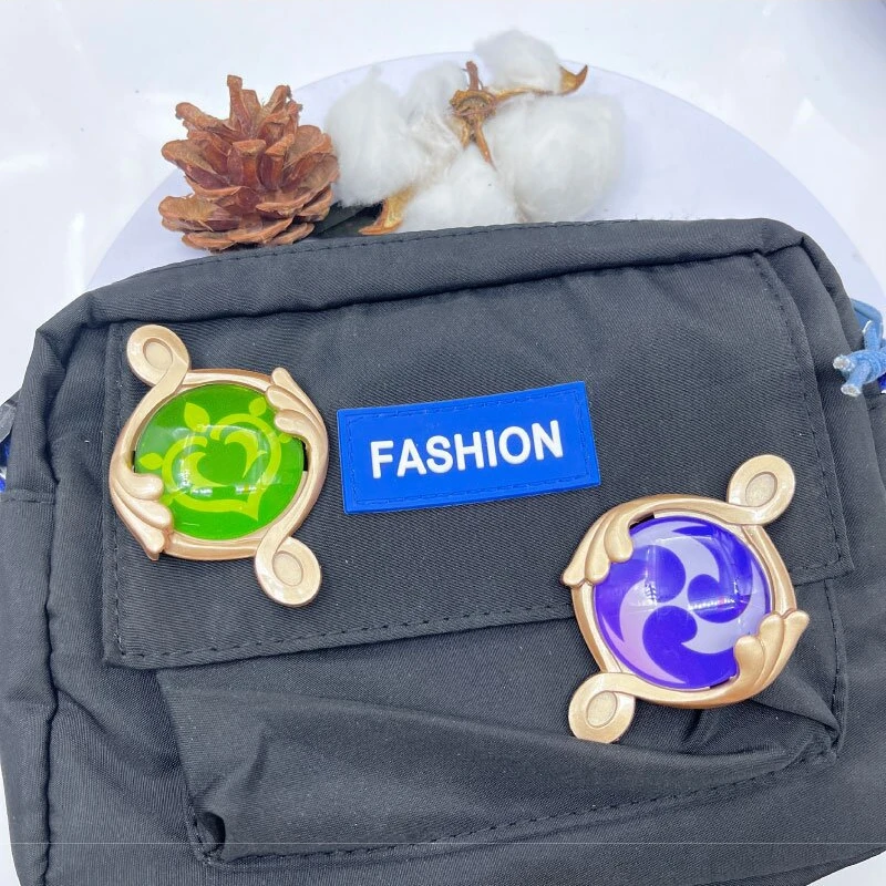 Game Game Impact Fontaine Pneuma 7 Element Eye Of God Brooch Lyney Cosplay Accessories for Clothes Backpack Decor Brooch Gift