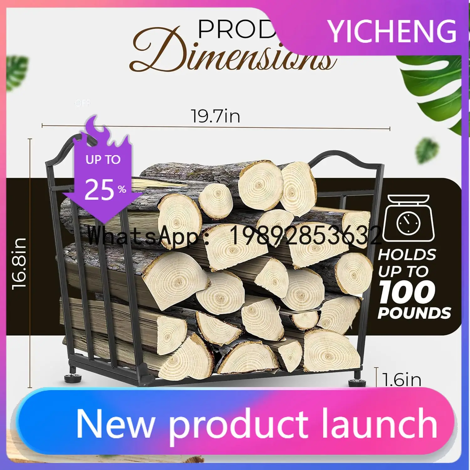 

Hys firewood rack outdoor burning stand fireplace tool wood storage rack