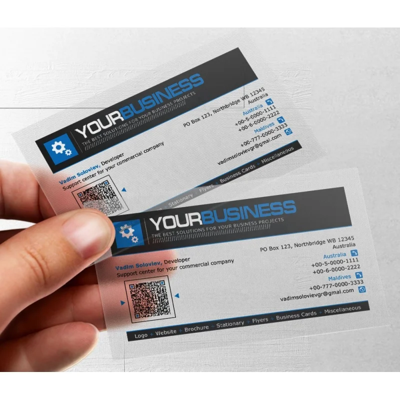 

200pcs Design Your Own Business Cards / Custom Printing Transparent PVC Business Cards With Logo