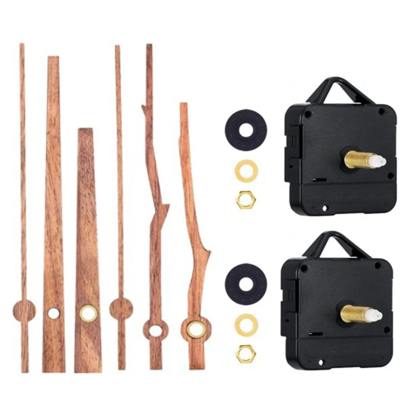 2Pcs Clock Movement Mechanism With 12 Inch Walnut Hands Clock Kit Mechanism For DIY Wall Clock Repair Parts Replacement