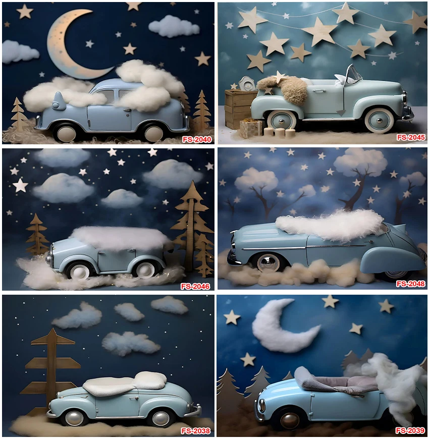 Photography Backdrops Starry Night Stars Car Cloud Backgrounds Birthday Party Bedroom Wall Decoration Baby Shower Kids Portrait