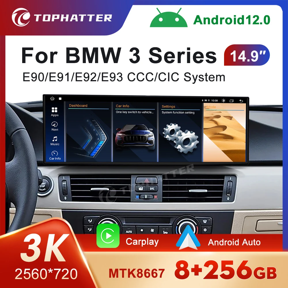 

14.9'' Автомобильное радио для BMW 3 серии E92 CCC CIC системы беспроводной CarPlay Android Auto автомобиль мультимедийный плеер экран головного устройства DSP BT