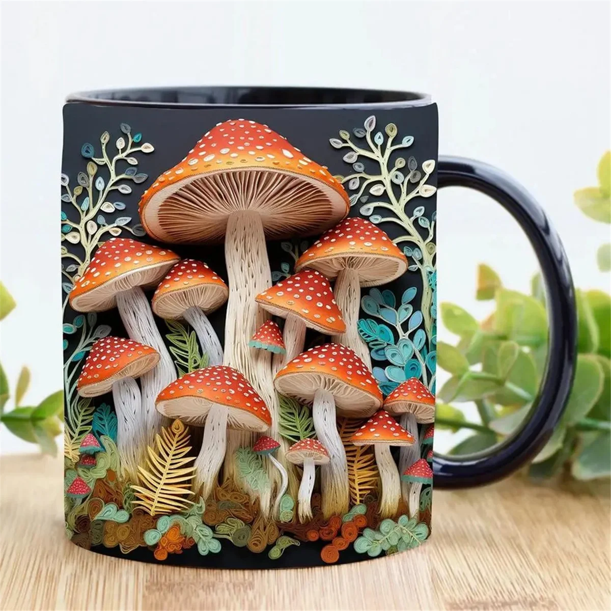 3D Magic Mushrooms Mug Ceramic Creative 3D Fun Space Design Mugs Offices Multi-Purpose Drink Cup for Home Office Dorm A