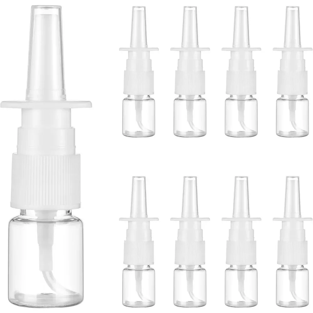 

10PCS 10/30ML Clear Plastic Empty Atomizer Nasal Spray Bottles Refillable Pump Sprayer for Saline Water Wash Applications