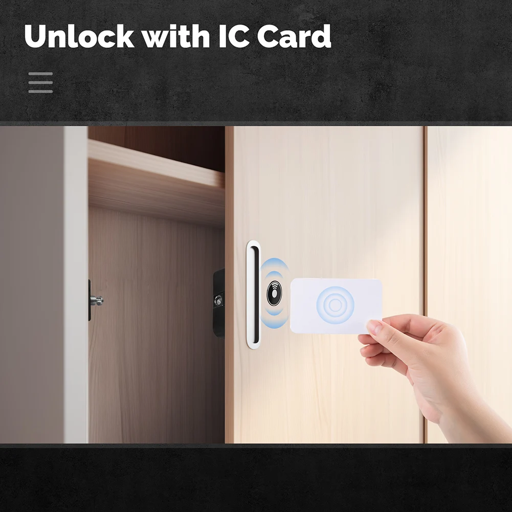 블루투스 키리스 잠금 해제 서랍 잠금 스마트 나무 캐비닛 잠금 IC 카드 전화 NFC 모바일 앱 모니터링 원격 제어 도어 로커