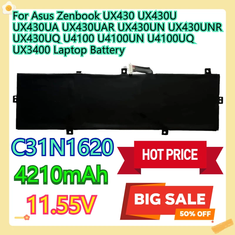 

For Asus Zenbook UX430 UX430U UX430UA UX430UAR UX430UN UX430UNR UX430UQ U4100 U4100UN U4100UQ UX3400C31N1620 Laptop Battery