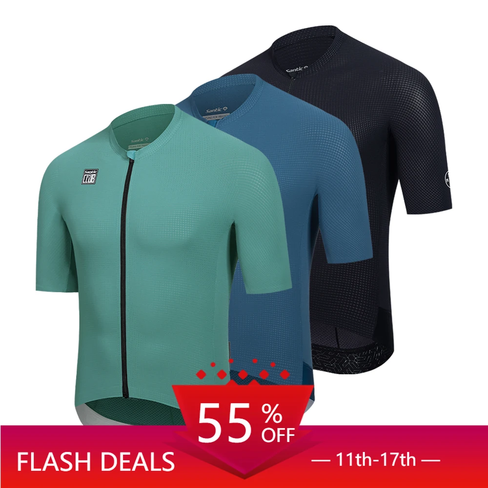

Santic Men's Cycling Jerseys Breathable Sunscreen Summer Cycling Short Sleeve Top Lightweight Quick Drying TM25C02251