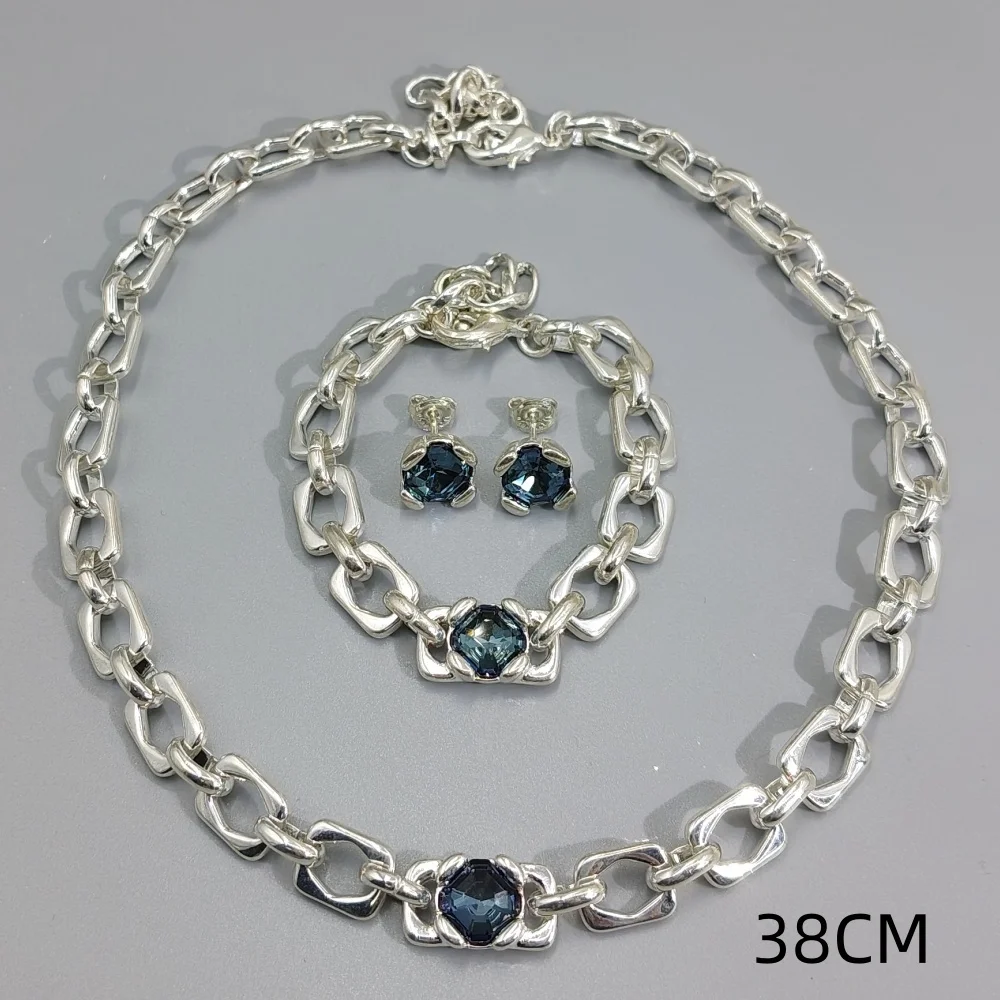 

2026 Spanish Brand Noble Mature 8MM Blue/Pink Crystal Chain Set Jewelry Accessories Banquet Gifts