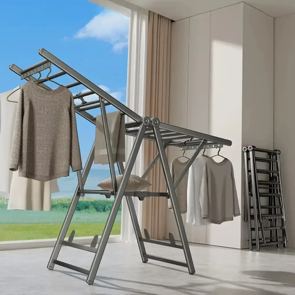 Anpassbarer Wäscheständer, kostenlose Installation, faltbarer Wäscheständer aus Aluminiumlegierung für Balkon und Schlafzimmer