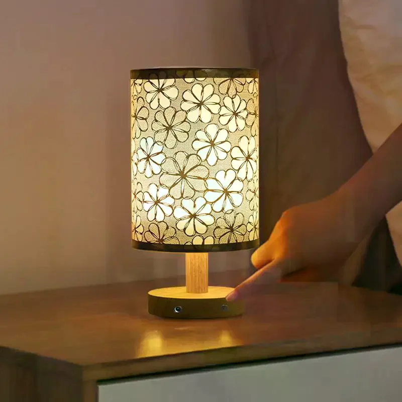 

USB Bedside Lamp Night Lights Table Lamp With Cylinder Lamp Shade For Bedroom Bedside Lamp Study Dormitory Led Night Light