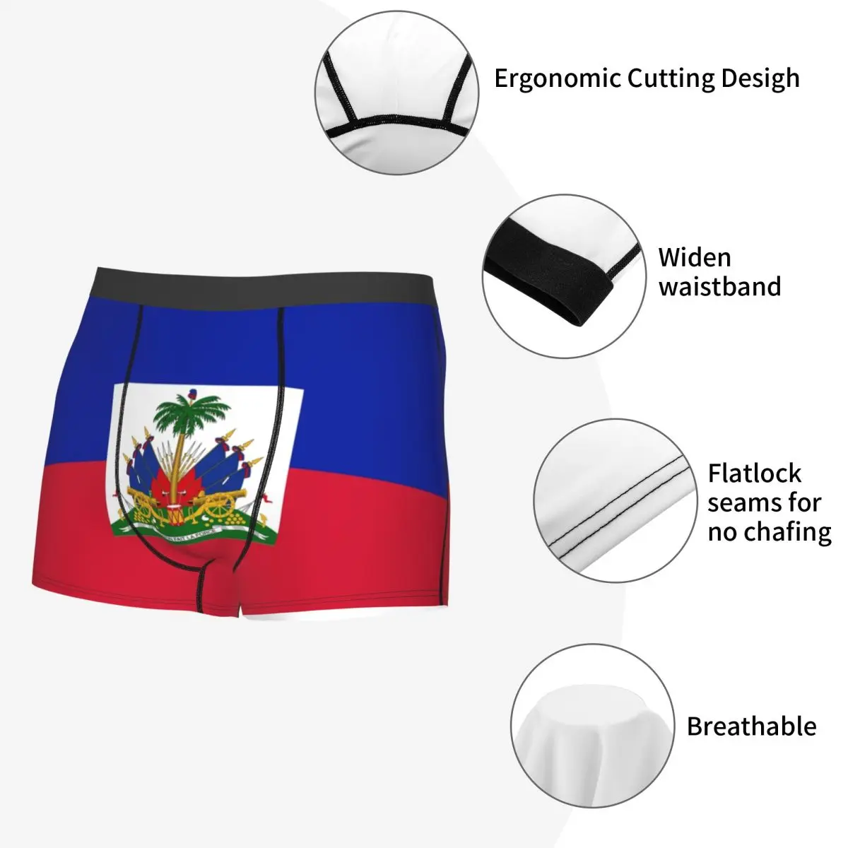 Flag Of Haiti Underwear Men Sexy Printed Customized Boxer Shorts Panties view 4