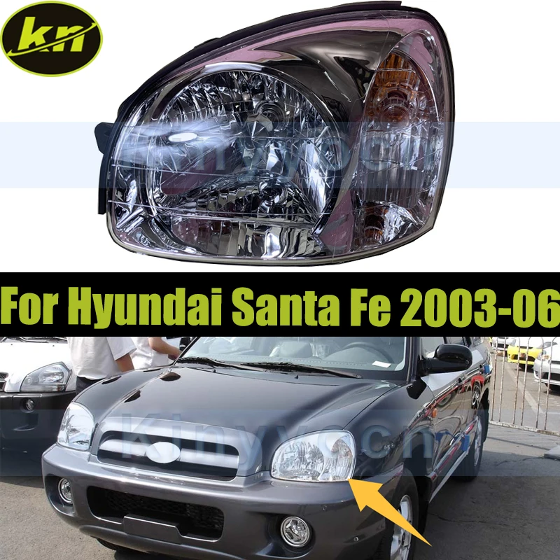 

Front Bumper Headlight Headlamp For Hyundai Santa Fe 2003 2004 2005 2006 Head Light Head Lamp