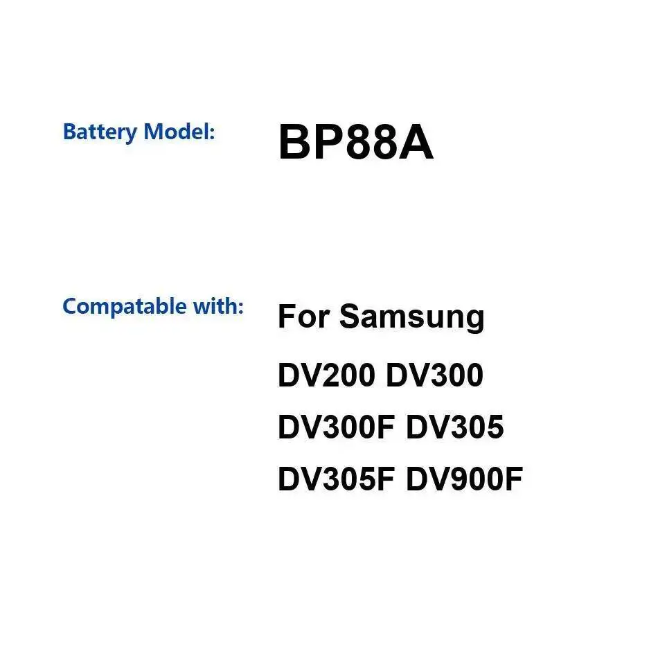 بطارية كاميرا BP88A عالية السعة 1200 مللي أمبير في الساعة لأجهزة سامسونج DV200 DV300 DV300F DV305 DV305F DV900F