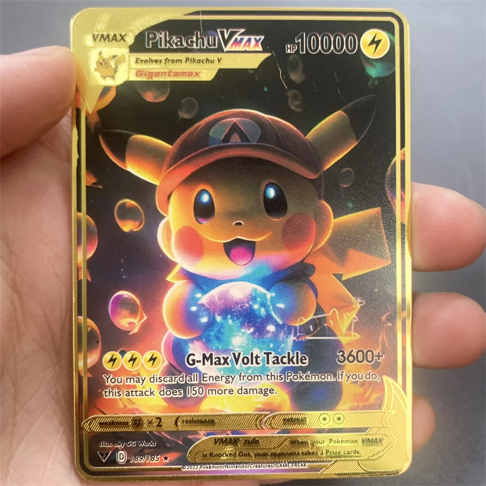 Pokemon Metal Card English Vmax Anime Charizard Pikachu Arceus Mewtwo Blastoise Shiny Letters Game Collection Card Kids Toy Gift