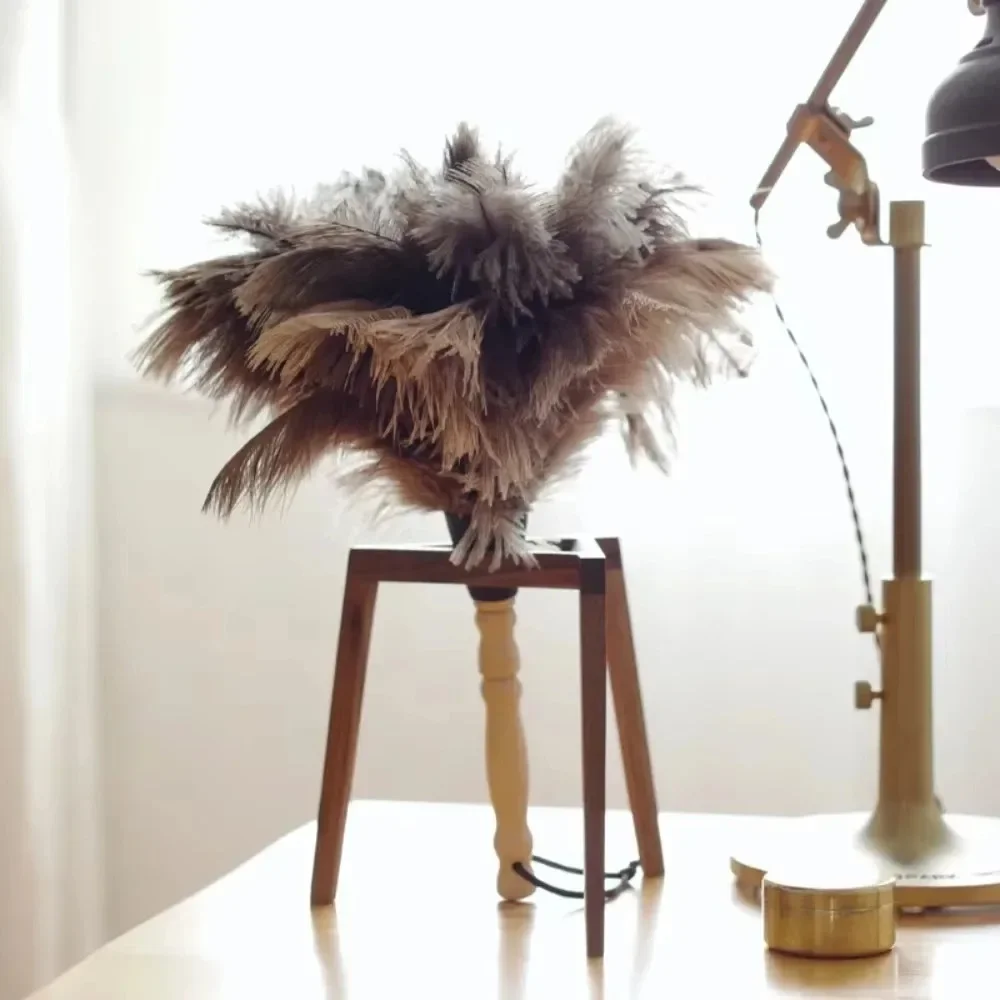Feather Duster Wooden Handle Duster Anti-static Dust Removal Dusters Ostrich Duster Feather Fur Brush For Home Cleaning Tools view 3