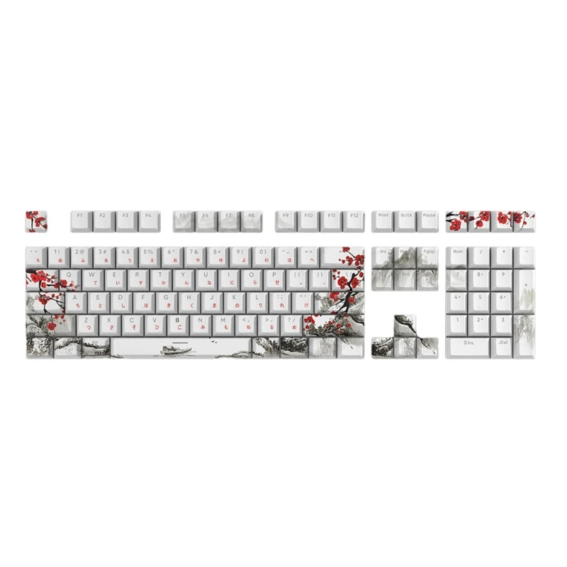 Imagem -05 - Teclas Pbt Keycap Dyesub Oem Personalizado Flor Ameixa Russo Coreano Japonês Keycaps para Teclado Mecânico Dropship 108