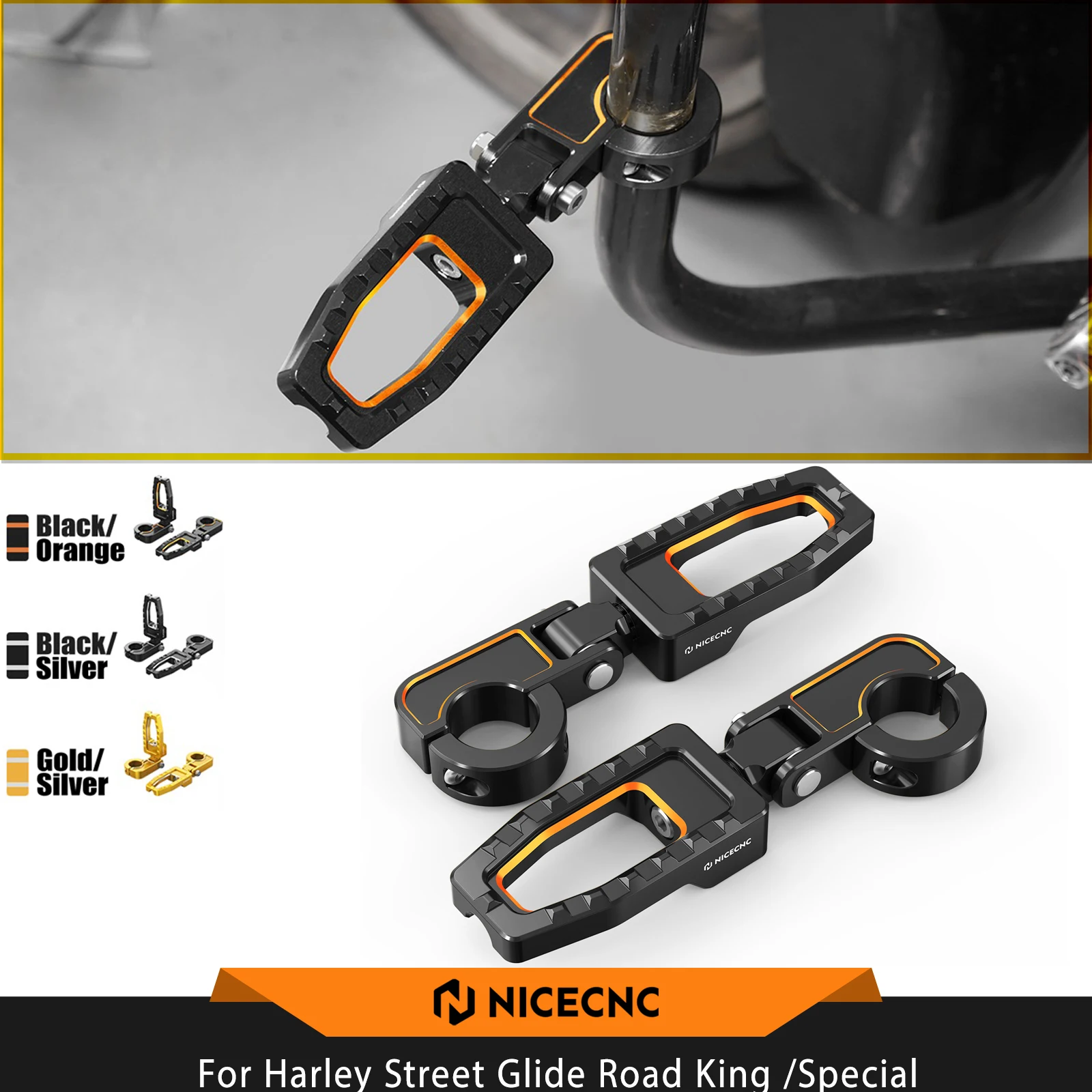 

For Harley Street Glide FLHX /Special Road King FLHR 2017-2023 Tri Glide Electra Glide Ultra Limited Engine Guard Mount Footpegs