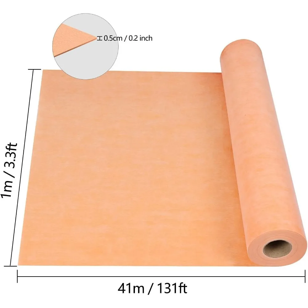 Waterproof Membrane 430 Square Feet 20 Mil Thick 3.3 X 131 Feet Ceramic Tile Bottom Shower Membrane PE Fabric 0.5mm