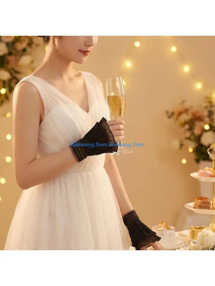573B Elegant Lace Fake Sleeve Cuffs For Women Korean Fashion Accessories Perfect For Sweaters And Anime Dresses