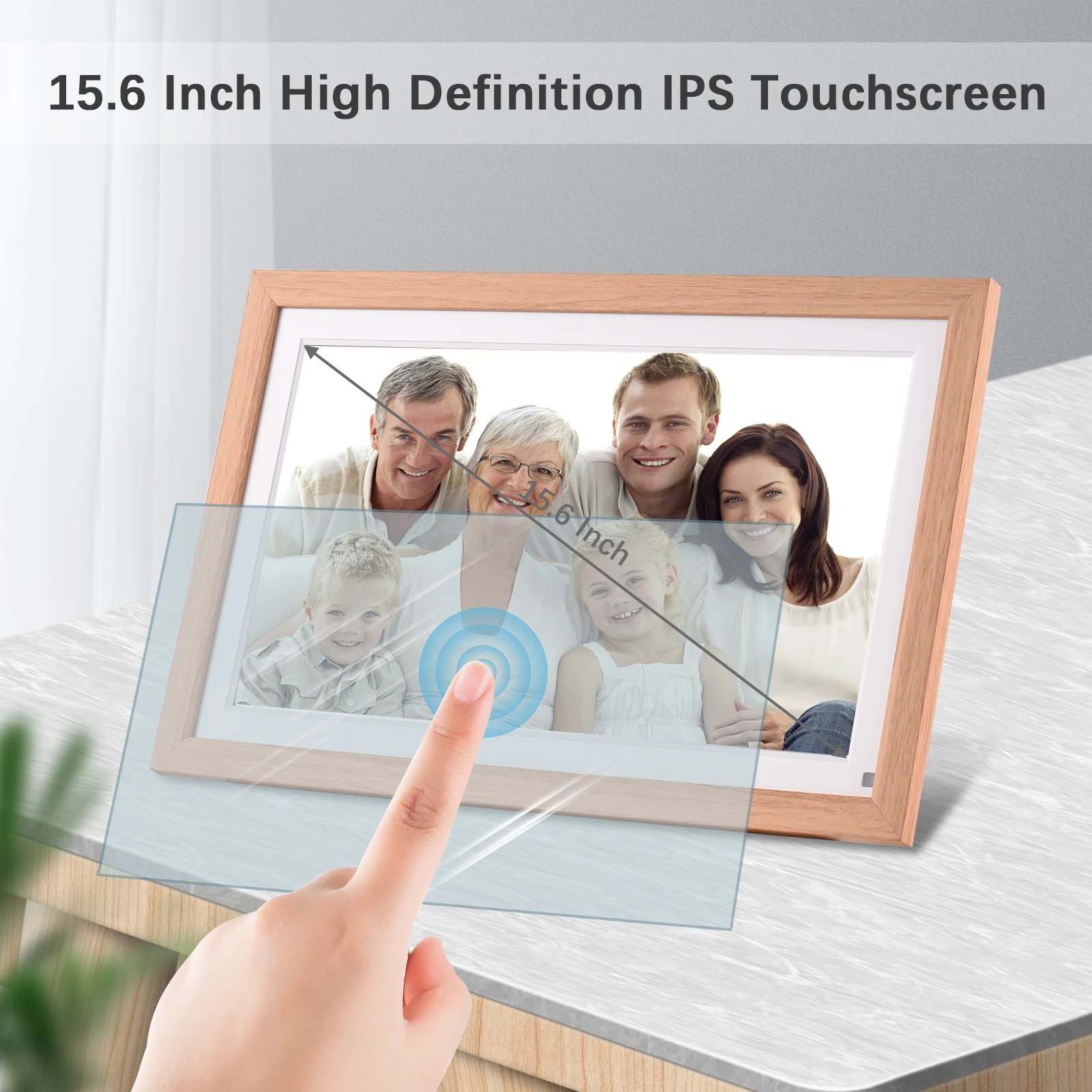 15.6 بوصة كبيرة واي فاي إطار الصورة الرقمية سحابة إطار الصورة الرقمية 1920*1080 IPS شاشة APP مشاركة الصور مع حامل المؤخر
