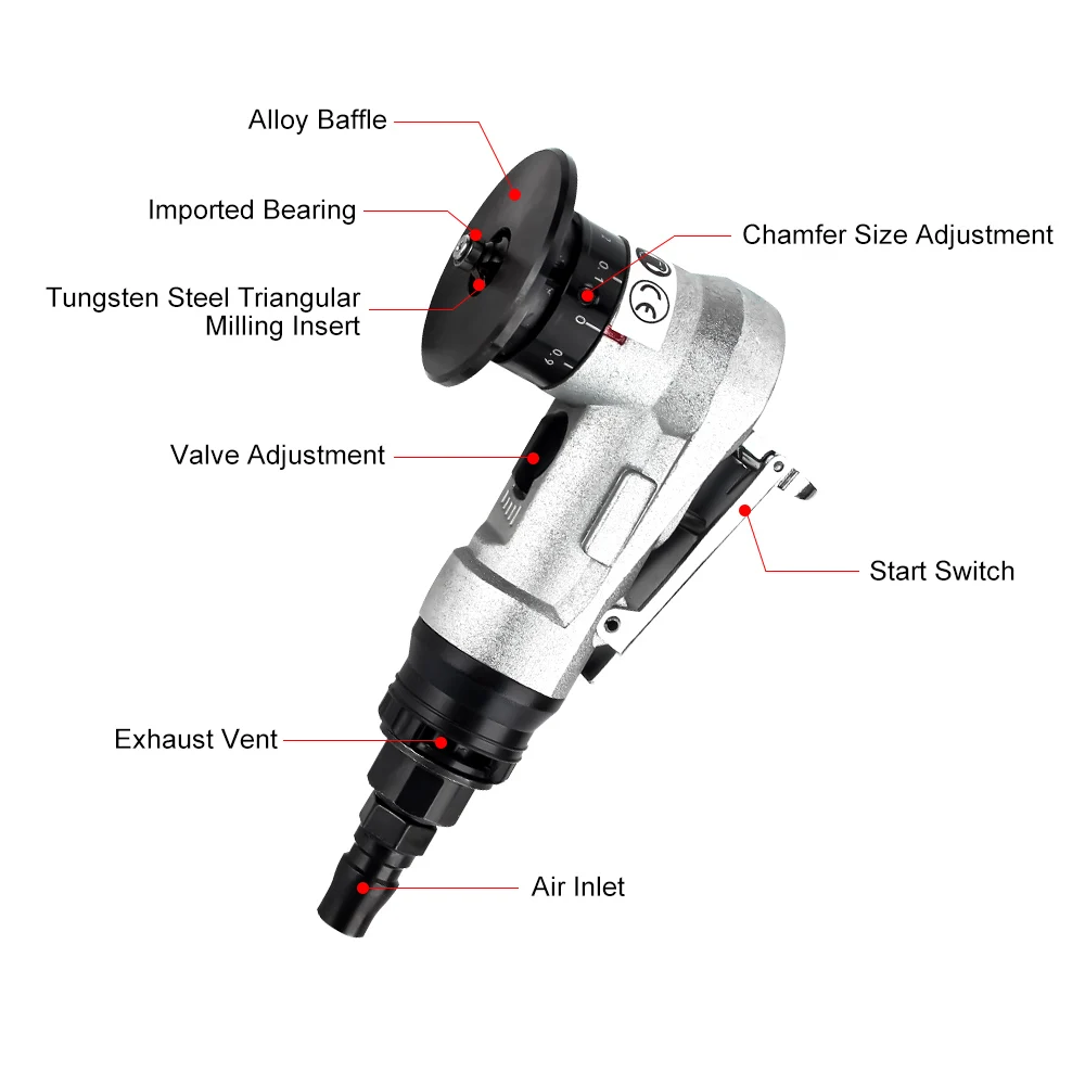 Portable HandHeld Pneumatic Chamfering Machine Deburring C45° R1.5 Metal Trimming Machine Mini Pneumatic Tools