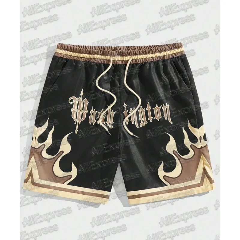 

2025 Premium 3D Printed Men's Hawaiian Shorts - Ultra Casual Flame Pattern for Summer Vacation and Sport Fashion Breathable MOTO