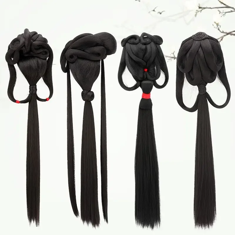 Ming Style Hair Bunch Han Wig Bag Hole Head Wear Tang Hair Back Head Bun Style Performance Wig Hanfu Girls Cosplay Props Hair
