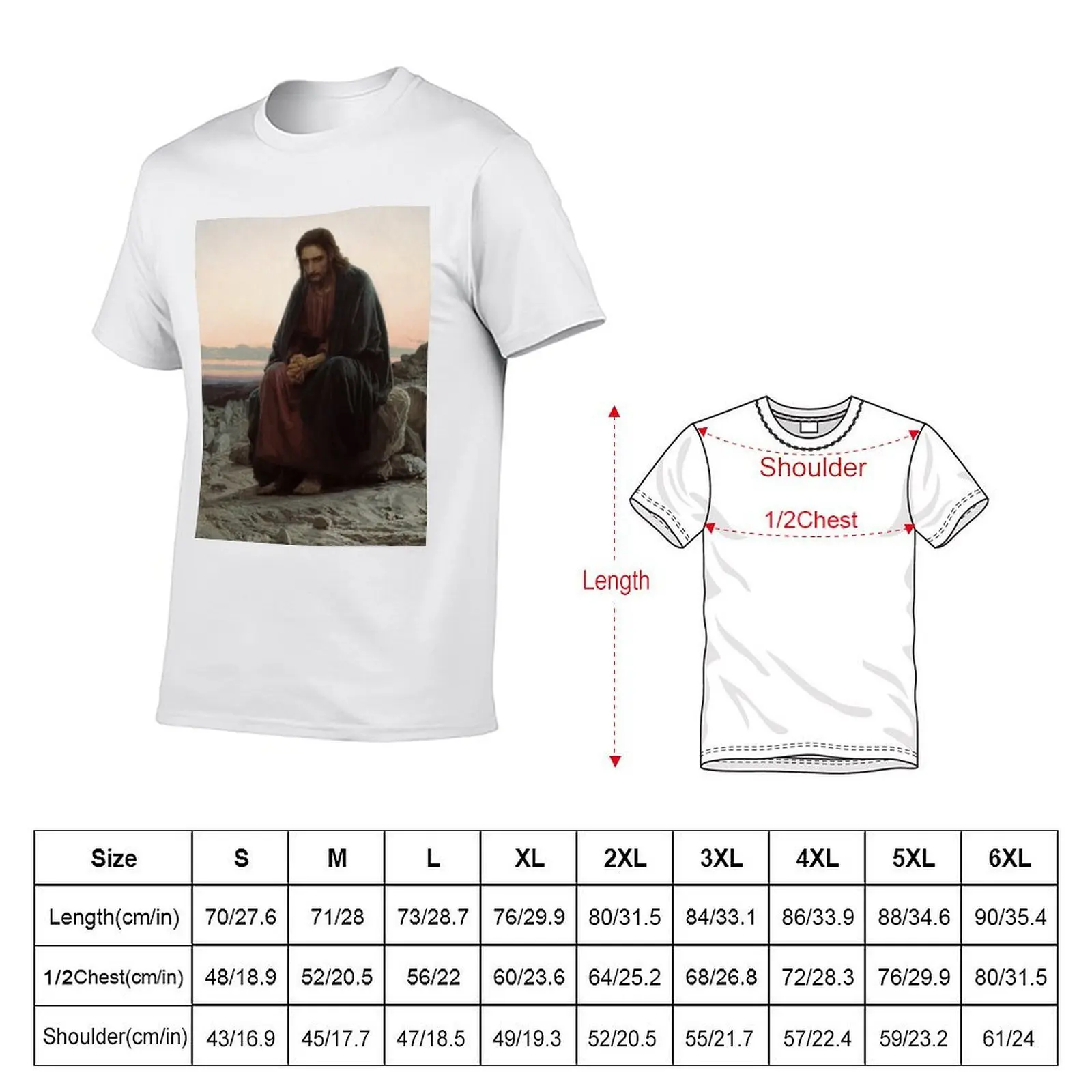Christ in the Desert - Ivan Kramskoi T-Shirt graphic t shirts for man t shirt man plain man t shirt heavy cotton T-Shirt