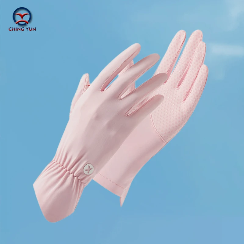 New Women Sunscreen protection gloves ice thin gloves summer UV resistant two finger cool breathable mesh driving non-slip Glove