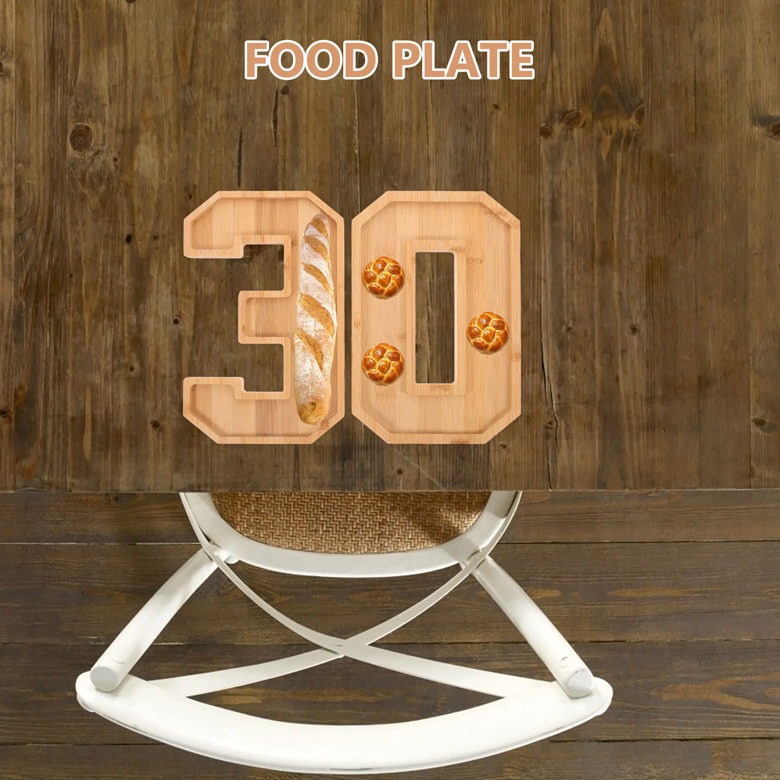 

1Set Number Shape Wooden Tray Multifunction Dessert Food Container Resistant Deformation Romantic Atmosphere Couples