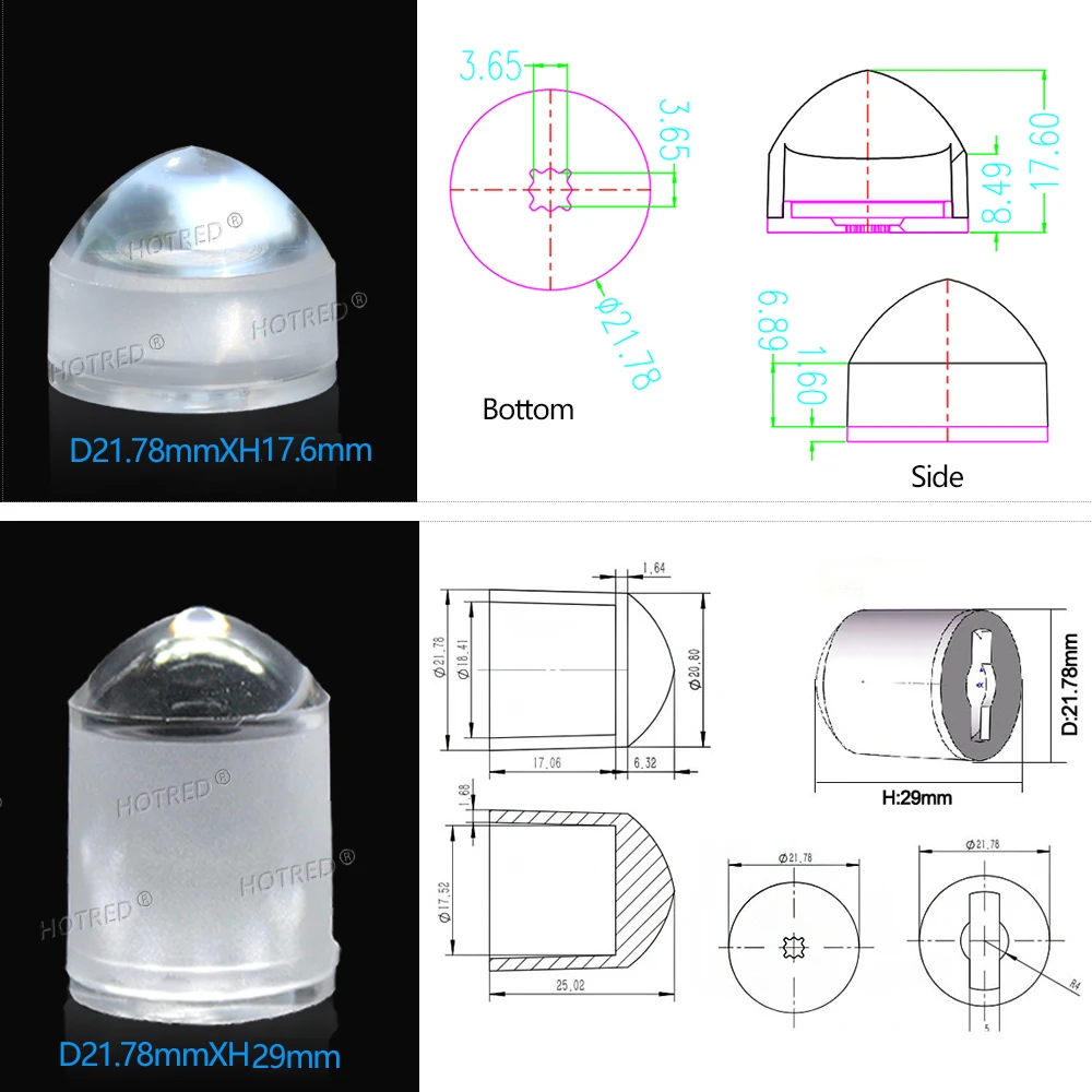 100pcs 1W 3W 5W 3 Degree Focus LED Lens 3535 XPE XPG2 XHP50/70 XML 5050 Optical Lens A beam of light Semiled Spot flashlight DIY