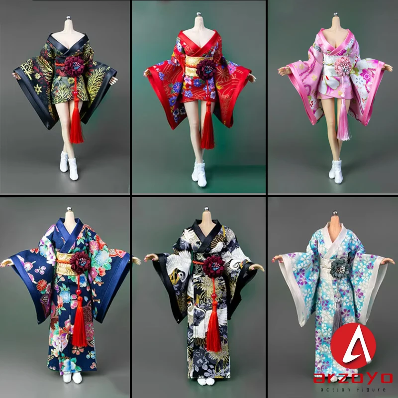 رداء حمام من ICE TOYS IC1004 للنساء طراز 1/6 مطبوع عليه كيمونو رداء حمام ملابس الجندي مقاس 12 بوصة دمى على شكل جسم