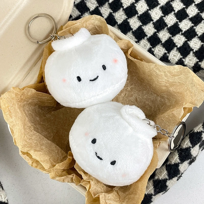 Chinese Food Plush Toy Keychain Cartoon Bun Soft Stuffed Doll Pendant Car Key Ring Backpack Bag Decor Kid Gift