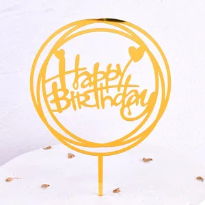 Alles Gute zum Geburtstag Toper Kuchen, verschiedene Stile, Schwarz und Gold, Babyparty, Geburtstagsfeier, Flaggenkuchendekorationen, 10pcs 10 Hauptverkaufsgeburtstagstorte Ornament - №9