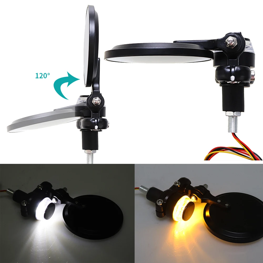 

Universal 22mm 7/8" Handlebars Rear View Mirror Motorcycle Scooter Adjustable Bar End Side Mirror For Harley Cafe Racer Bobbers
