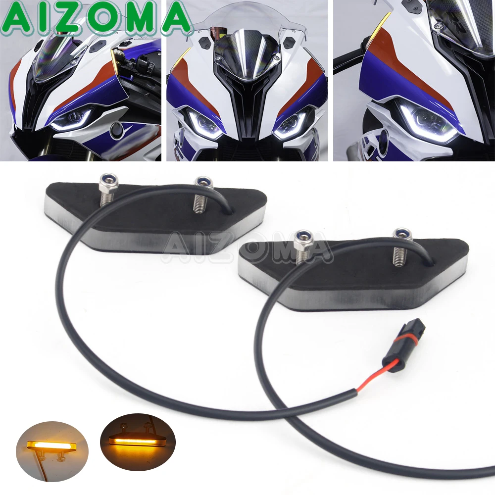 

Motorcycle Front LED Mirror Block Off Turn Signal Indicator Light Amber Blinker Lamp For BMW S1000RR S 1000 RR 2020-up S1000 RR