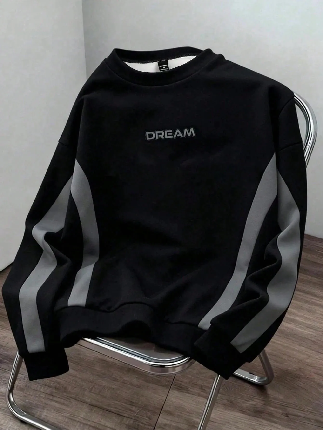 Sweat-shirt à col rond pour homme automne/hiver avec imprimé lettres - Confortable, doux, décontracté, tendance, streetwear pour homme