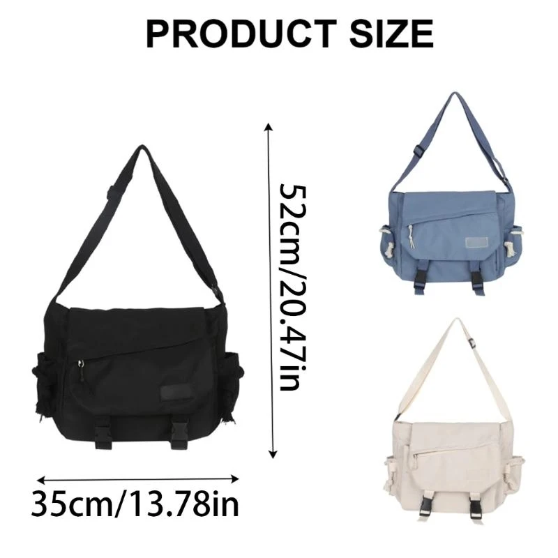 

G5AE Teenage Nylon Shoulder Handbag Harajuku Buckled Large Crossbody Bag