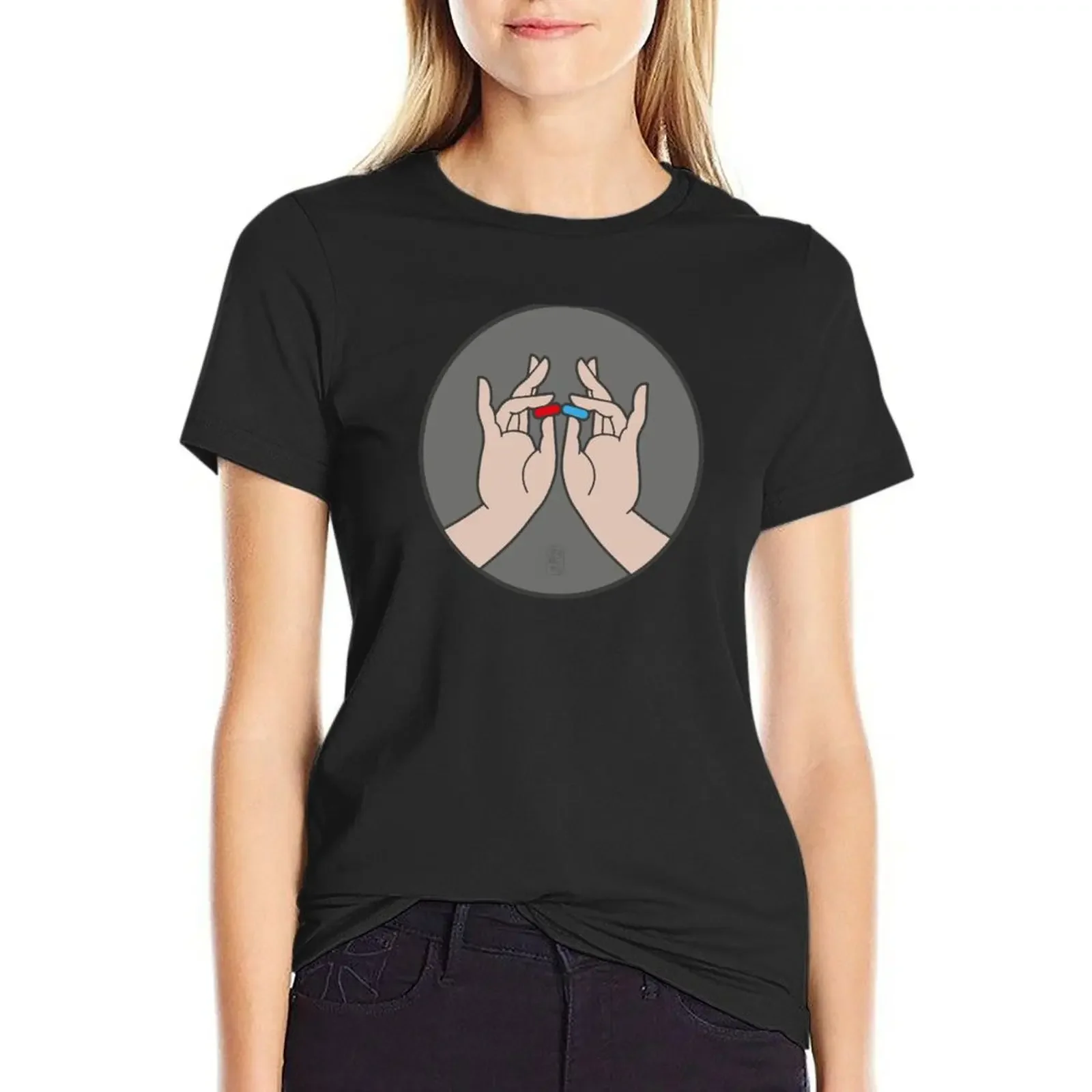 

BluePill RedPill T-Shirt quick drying animal prinfor funnys Women's tops