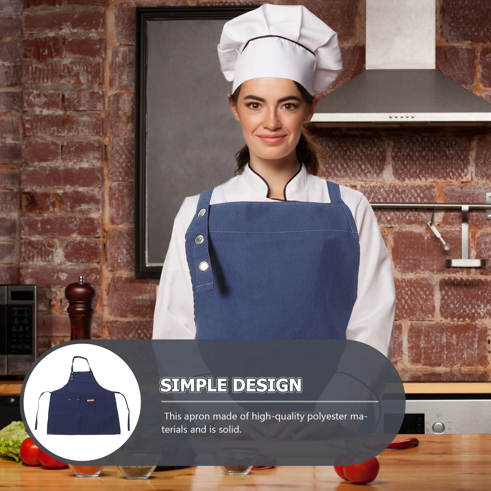 

1Pcs Chef Apron Made of High-Quality Polyester Adjustable Neck Strap Soft Breathable Kitchen Cooking Apron for Bbq Grilling Art