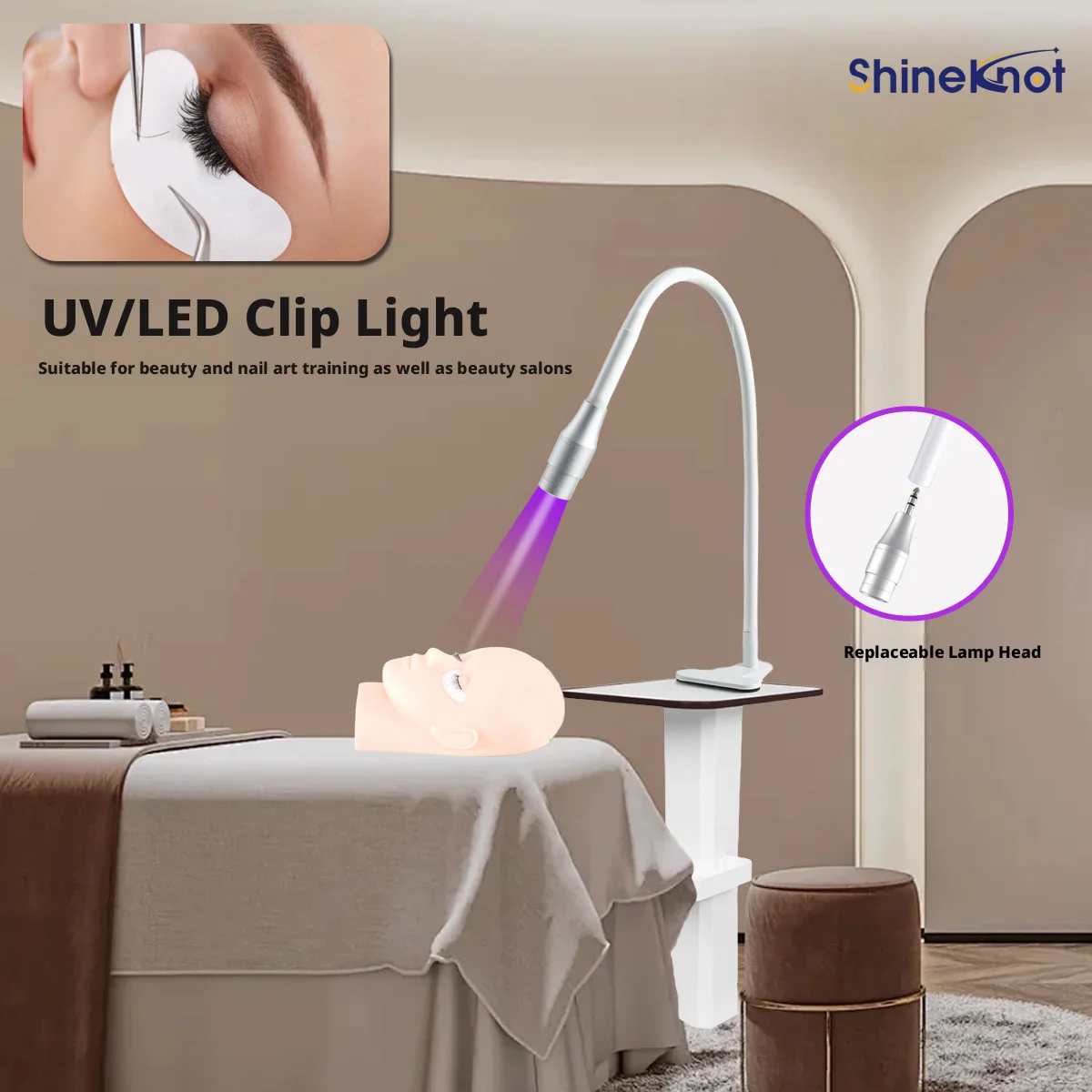 shineknot-5w-デスククランプ式調整可能フォーカスuvまつげエクステンションランプ-uv-ledネイル硬化ランプ-395nm-405nm-アルミ製