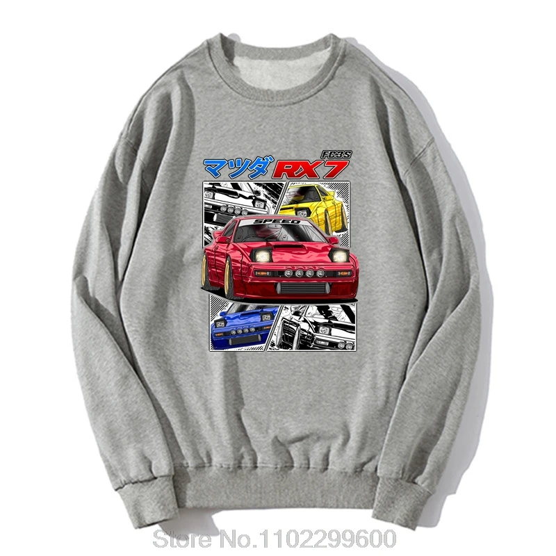 JDM Mazda RX-7 Turbo II Oversized Hoodie Initial D Sweatshirt FC3S Manga Printed Japan Streetwear Male Harajuku Clothing Party