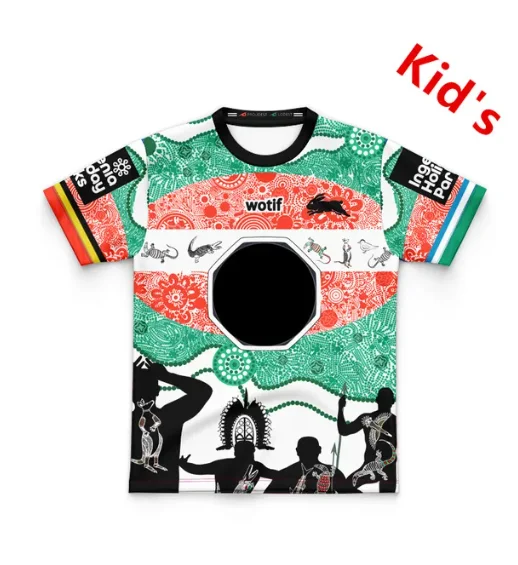 2024 SOUTH SYDNEY RABBITOHS INDIGENOUS YOUTH TRAINING RUGBY Hooded JERSEY TODDLER Kids size 16--26 ( Print name and number )