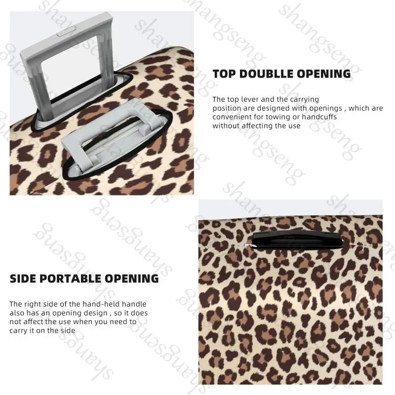 حقيبة واقية لحقيبة السفر بطباعة الفهد، غطاء حقيبة السفر، حماية مرنة، غطاء أمتعة قابل للغسل، 18-32 بوصة