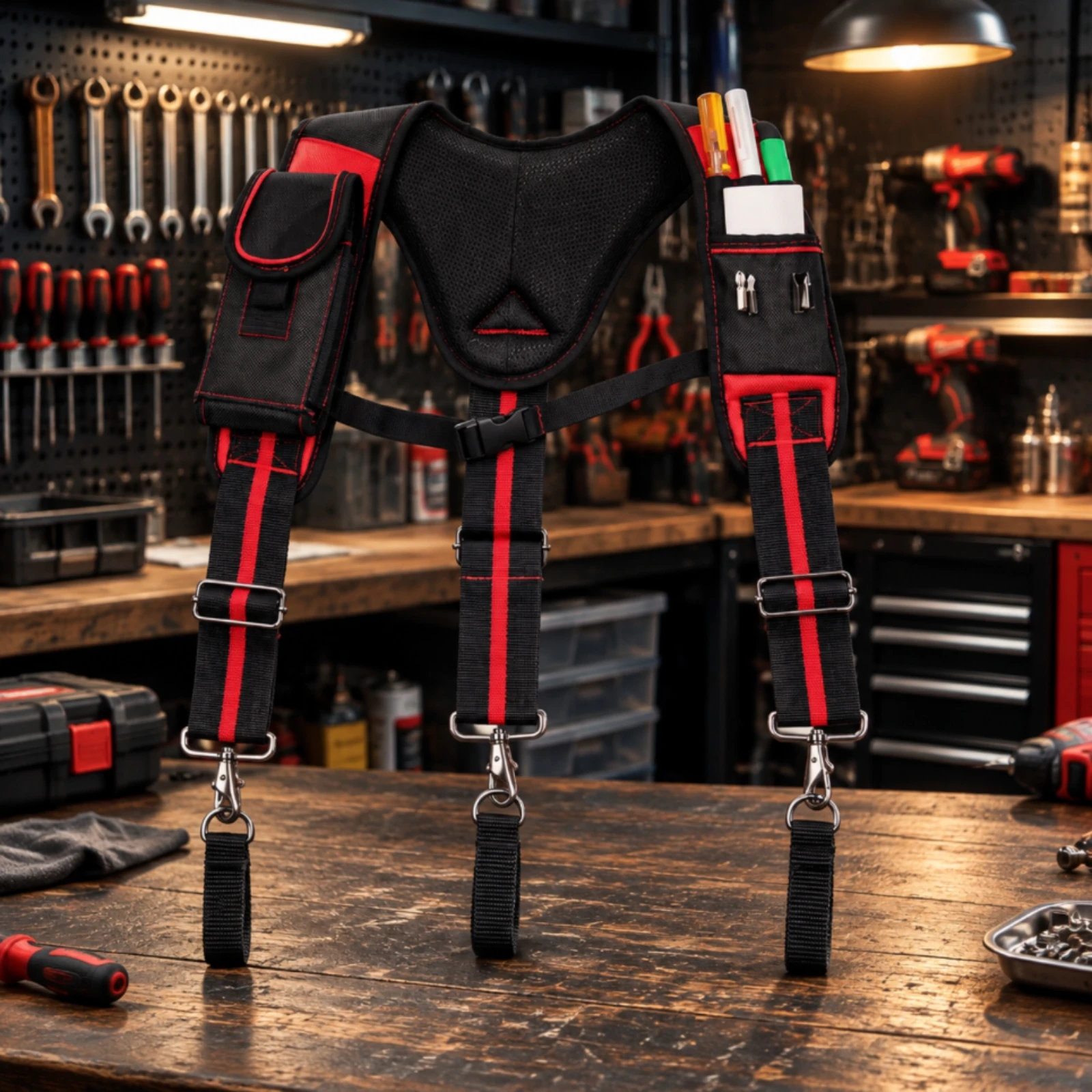 Y-Shaped Tool Shoulder Harness Detachable Tool Harness with Attractive Pocket Padded Hands-Complimentary for Tradespeople