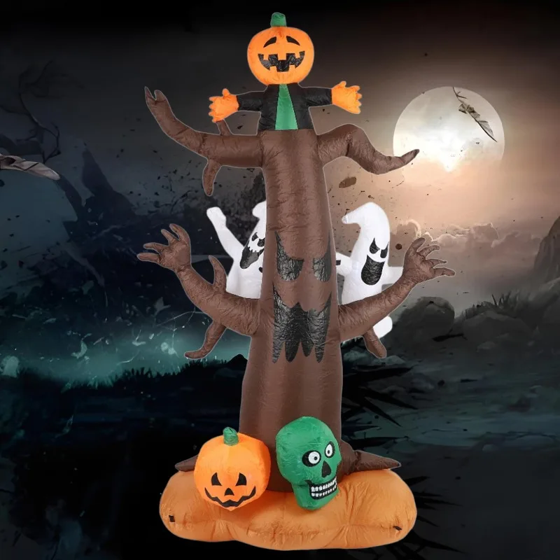 8FT Halloween Aufblasbare Spielzeuge Kürbis Kopf Baum Dekoration Party Outdoor mit LED Lichter Dekore Hof Garten Rasen Horror Requisiten